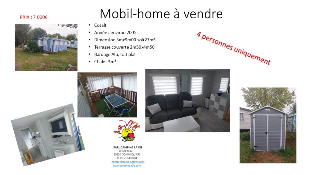 Camping La Vie : Mobil Home A Vendre Vendée 60