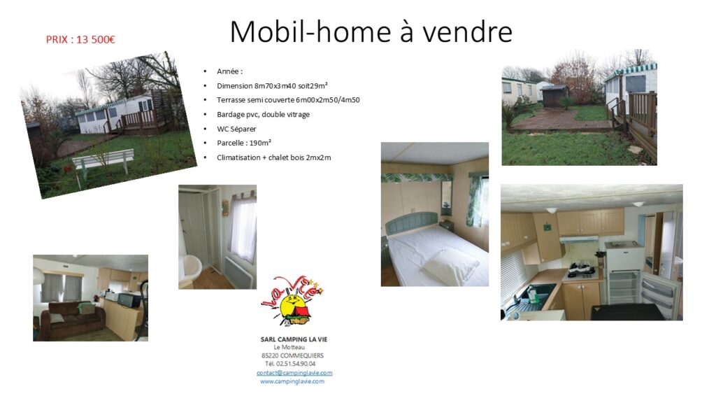 Camping La Vie : Mobil à Vendre 130 En Vendee
